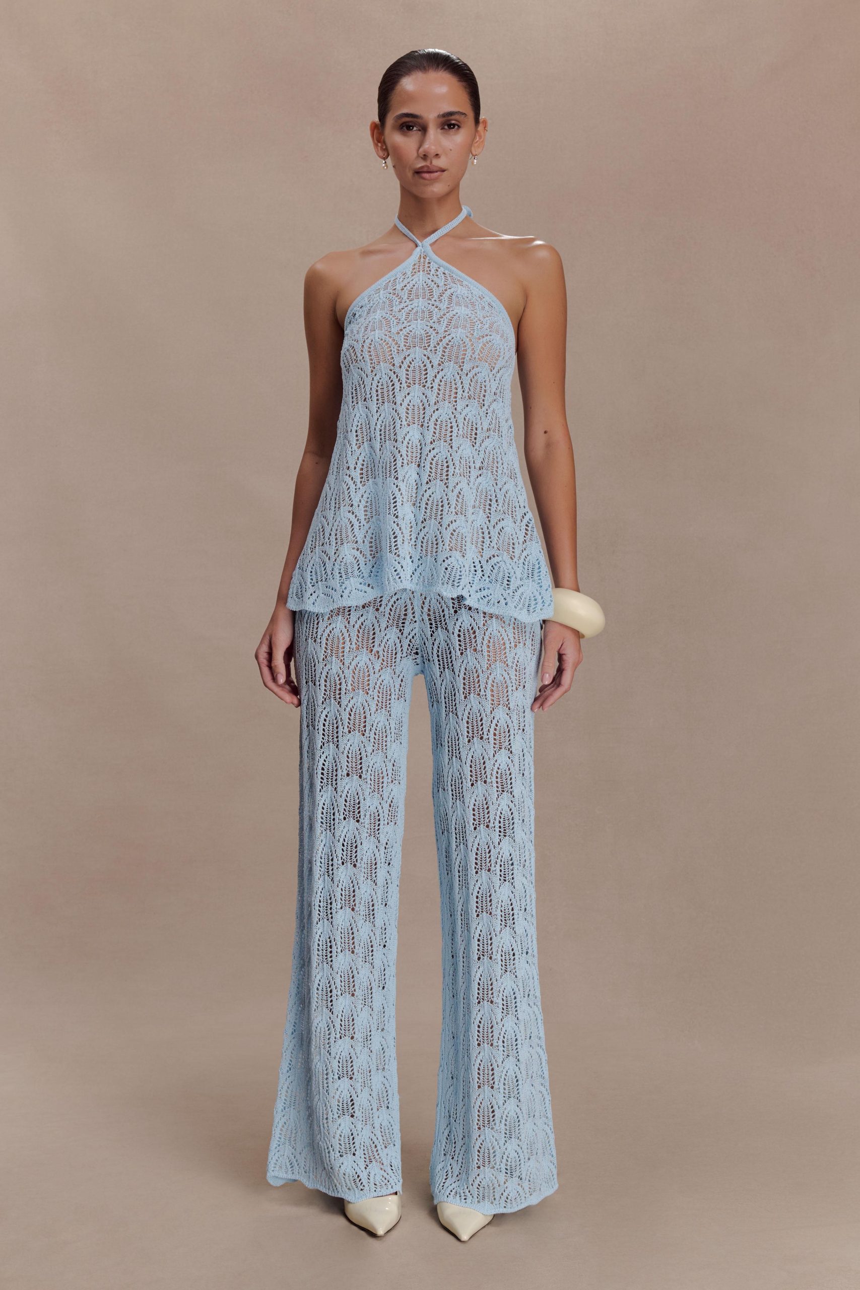 Corey Crochet Halter Neck Top - Light Blue - Image 7