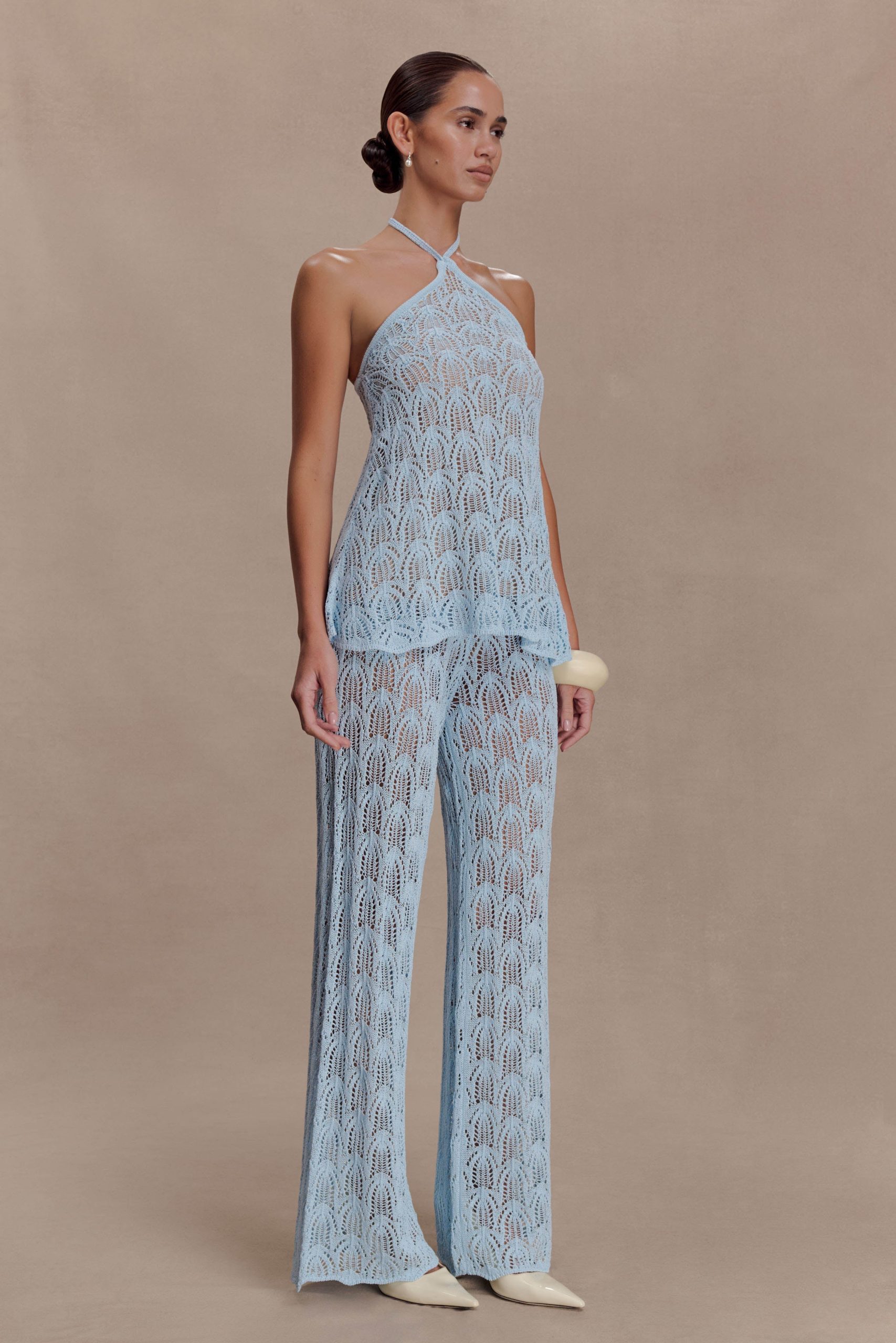 Corey Crochet Halter Neck Top - Light Blue - Image 4